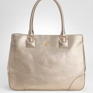 Tory Burch Robinson Metallic Leather Tote